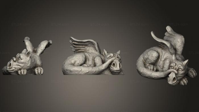 Figurines simple (Sleeping Dragon 02, STKPR_1184) 3D models for cnc